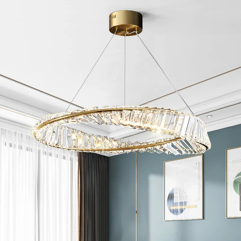 lustre en or de luxe avec éclairage en cristal winfordo - vue 4 sur 13