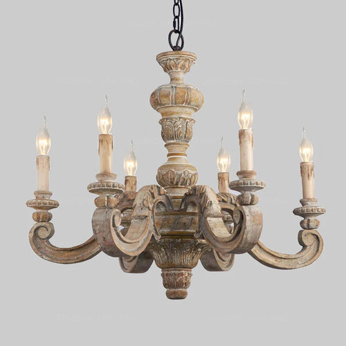 lustre vintage en bois éclairage art déco nordique rétro - vue 3 sur 12
