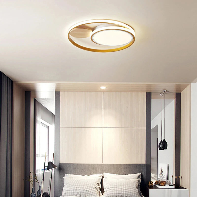 plafonniers led modernes style japonais en bois acrylique - vue 3 sur 8