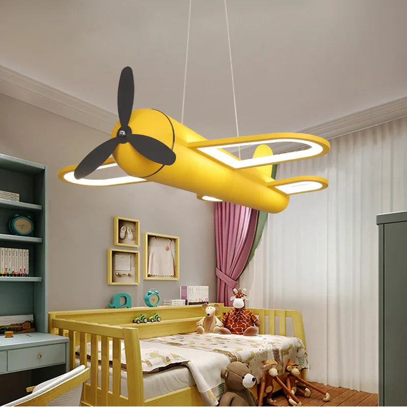 lustre moderne avion pour chambre d'enfants décoration lumineuse - vue 3 sur 8