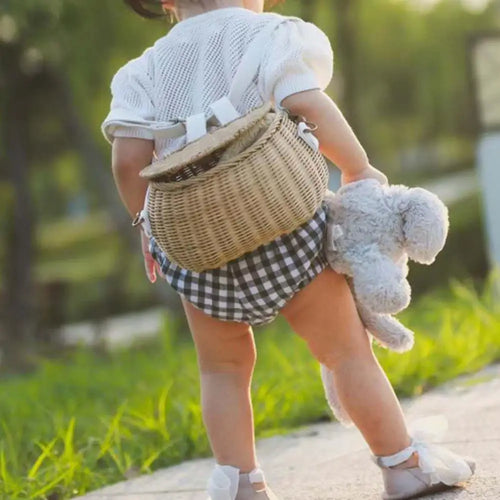 panier arrière pour vélo tricycle scooter en bambou et rotin tissé - vue 2 sur 7