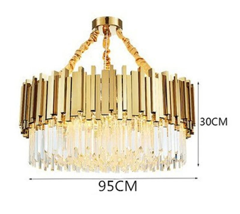 lustre moderne en cristal avec grande suspension à led - vue 14 sur 15
