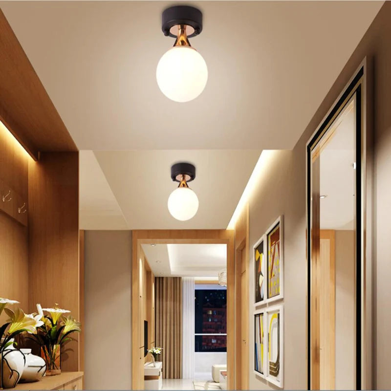 Plafonnier moderne boule nordique simple plafond moderne à LEDs lampe porche allée lumières foyer balcon vestiaire