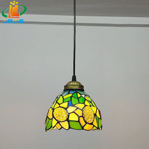 lustre style européen tournesol en verre vintage pour bar - vue 3 sur 8