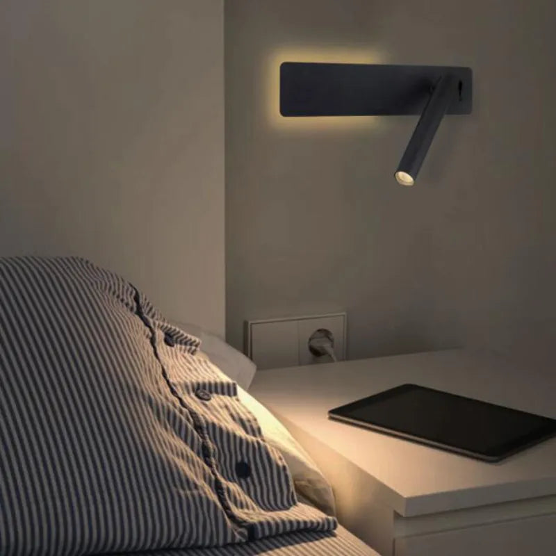 Applique murale led rotative 6w 3w chambre tête lit livre nuit - vue 7 sur 8
