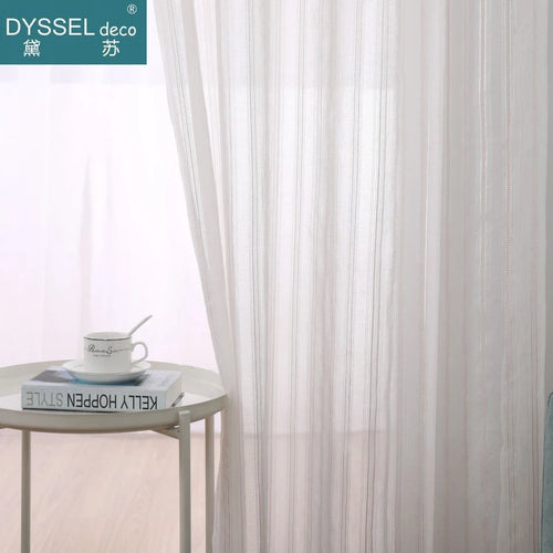 Rideau lin style europeen rayures leger pour salon