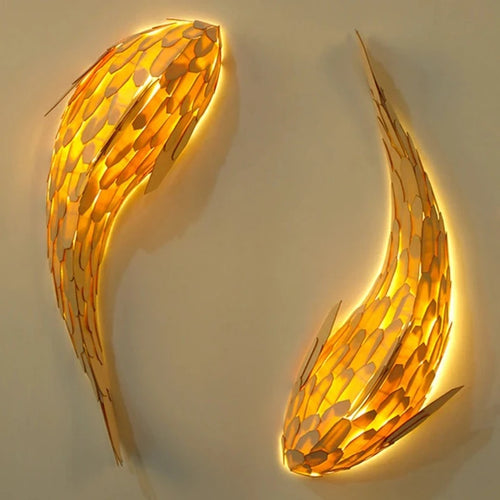 plafonnier baleine Style japonais en bois massif dauphin Restaurant asiatique Hotpot boutique lampe carpe poisson applique décorative