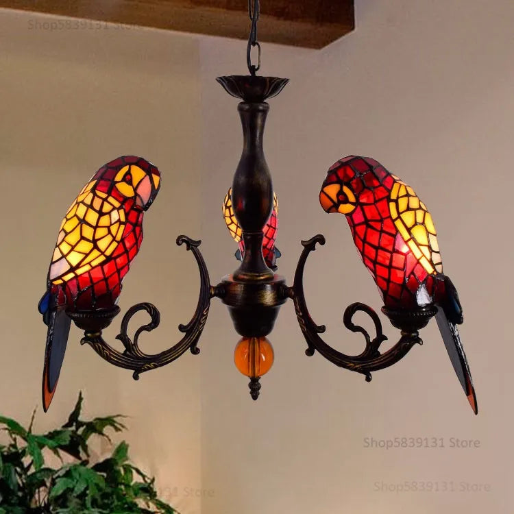 lustre suspendu led perroquet en verre post-moderne rétro américain - vue 11 sur 16