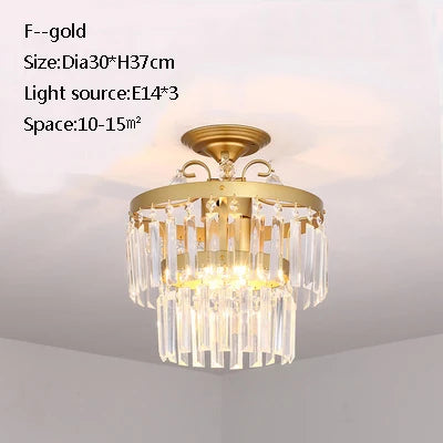 plafonnier led en cristal doré pour décoration moderne - vue 9 sur 22