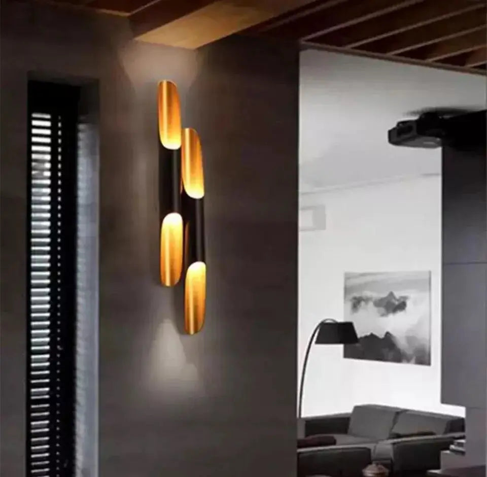 Nouvelle réplique ravissante applique murale Coltrane LED aile de tuyau en aluminium 2 lumières noir doré E27 applique murale - vue 2 sur 20