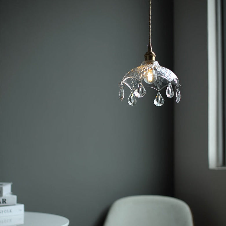 pendant light with lampshade in vintage Leuven glass
