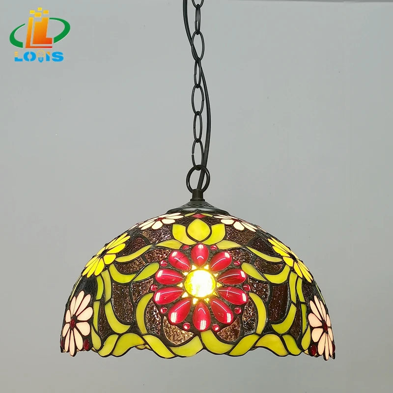 lustre en verre style européen à fleurs pour décoration intérieure