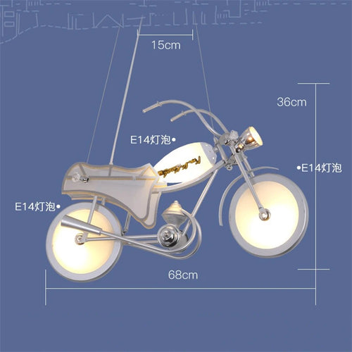 lustre led créatif nordique pour chambre d'enfants en acrylique moto - vue 4 sur 9