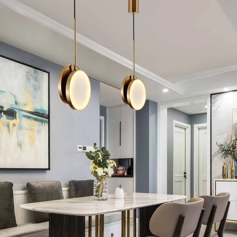 suspension ronde à deux led en marbre naturel pour décoration intérieure - vue 4 sur 8