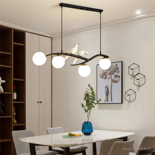 lampe d'oiseau nordique lustre moderne abat-jour en verre led - vue 4 sur 14
