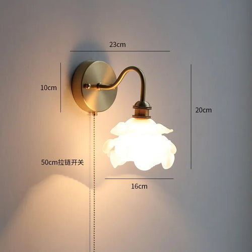 applique led moderne verre chaîne interrupteur nordique cuivre lumière - vue 22 sur 23