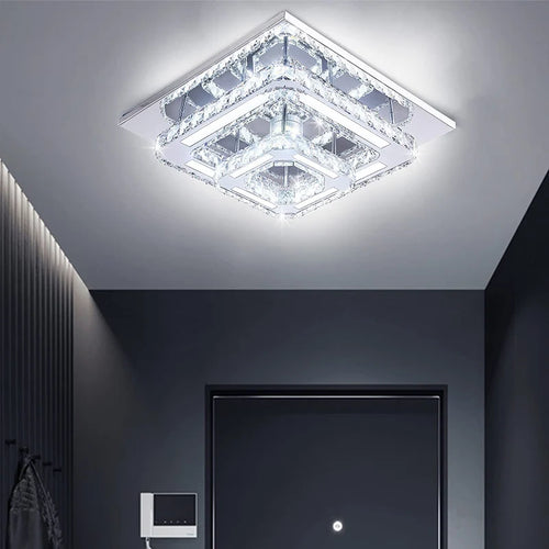 Plafonnier LED suspendu en cristal au design nordique simpliste et moderne