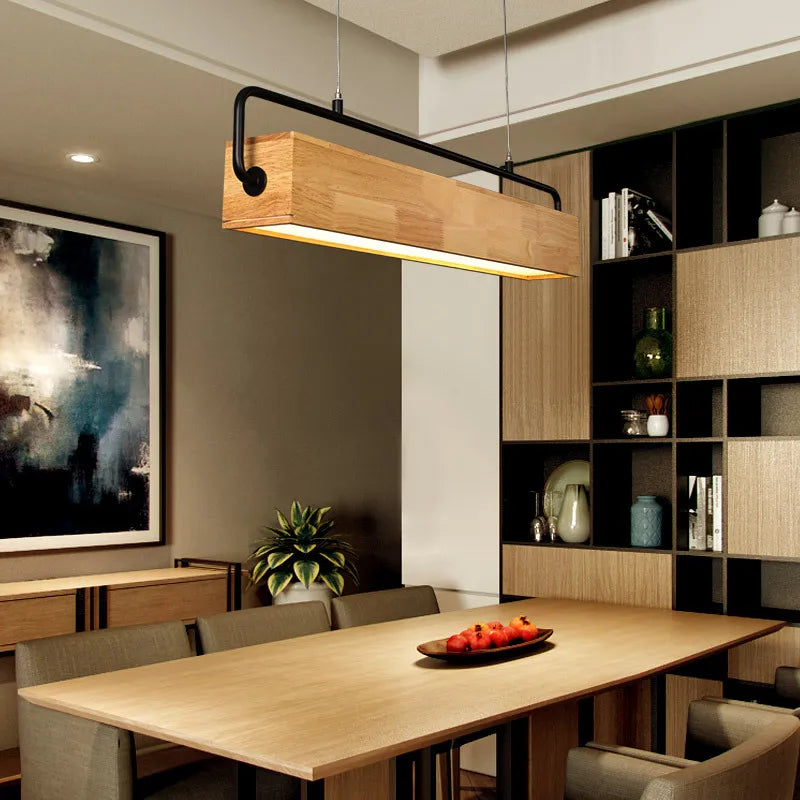 Suspension en bois nordiques LED lampes suspendues modernes pour salle à manger salon cuisine bureau boutique Bar café lampe suspendue à longue bande