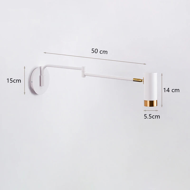 lampe de chevet murale nordique à bras pivotant minimaliste