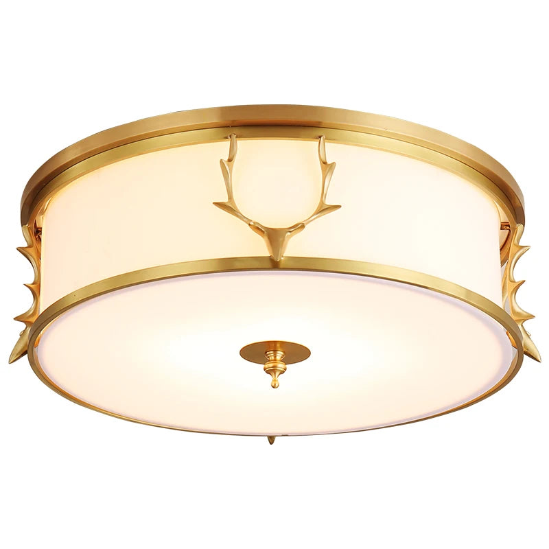 Living room, bedroom lamp, all copper, post-modern light luxury led ceiling lamp, American study, Nordic simple brass lamp - vue 5 sur 5