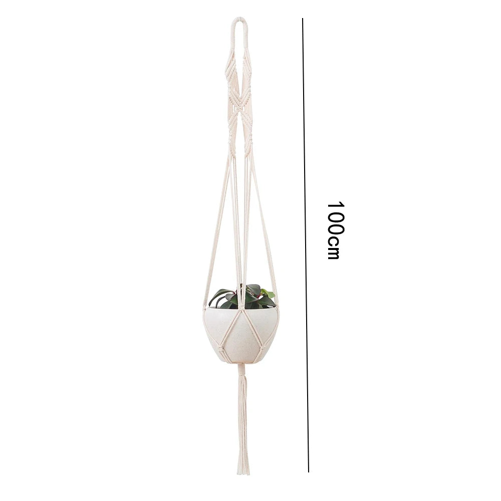paniers suspendus en macramé pour plantes décoratives et jardinières - vue 14 sur 14