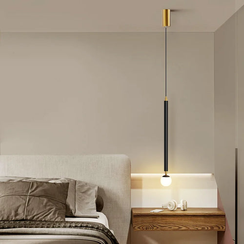 suspension créative simple avec long câble en verre et aluminium - vue 4 sur 10