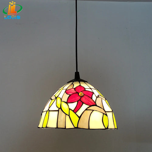 lustre en vitrail style tiffany pour éclairage décoratif antique - vue 11 sur 19
