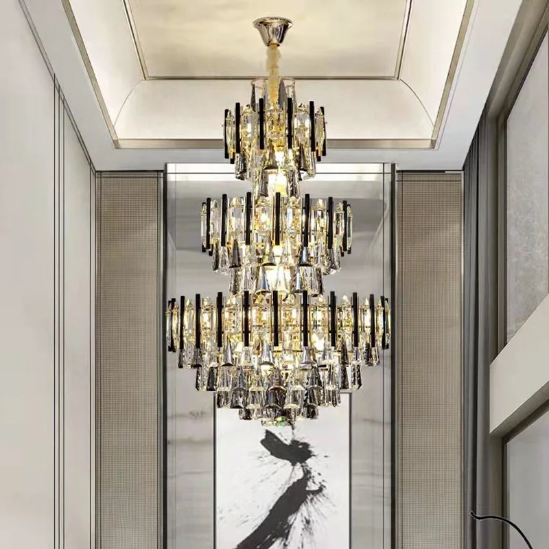 Lustre en cristal de luxe pour escalier et hall d'hôtel | Lumeers