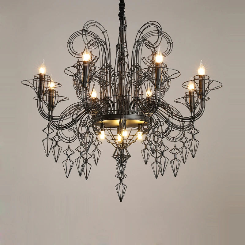 lustre design baroque noir et blanc pour éclairage intérieur