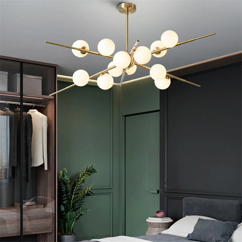 lustre led moderne en verre boule nordique pour bar café