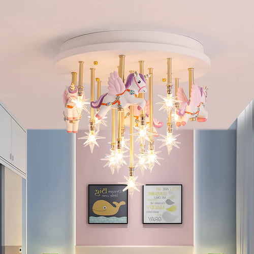 plafonnier résine cheval papier grue mignon led pour enfants - vue 3 sur 9