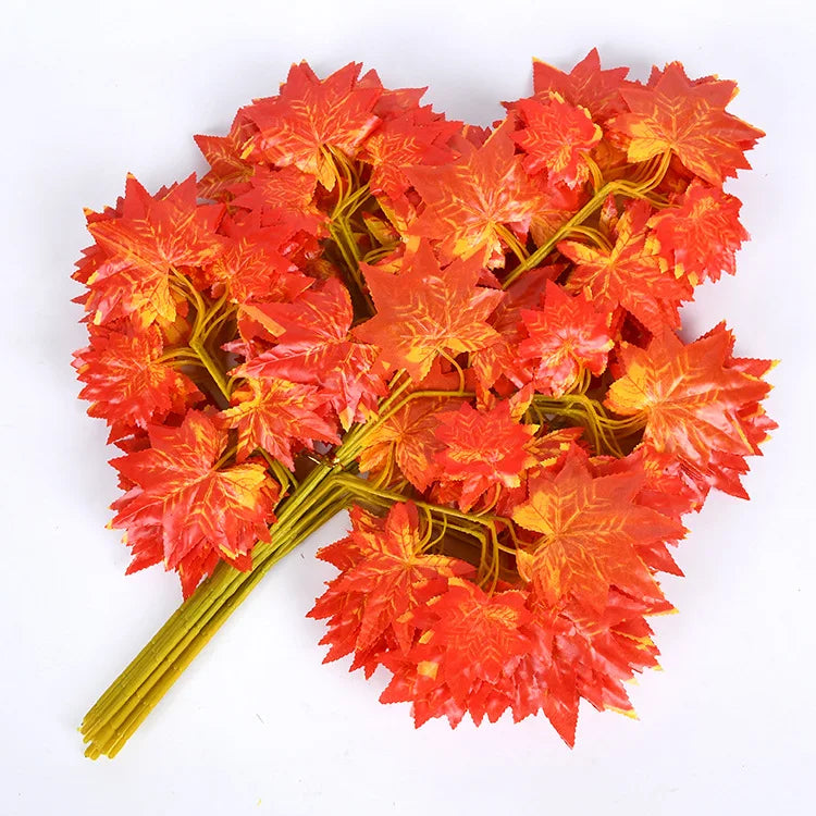 lot de 12 feuilles d'érable artificielles pour décoration d'automne - vue 13 sur 19