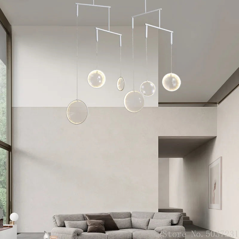 lampe suspendue design nordique moderne en verre circulaire décoratif - vue 4 sur 6