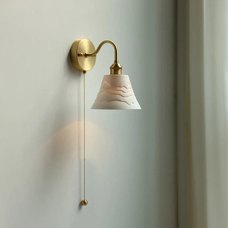 Applique murale moderne verre LED salle de bain miroir lumière tirer chaîne interrupteur chambre éclairage domestique nordique cuivre - vue 6 sur 23