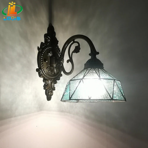 applique murale style tiffany en verre lumineux décoratif - vue 3 sur 6