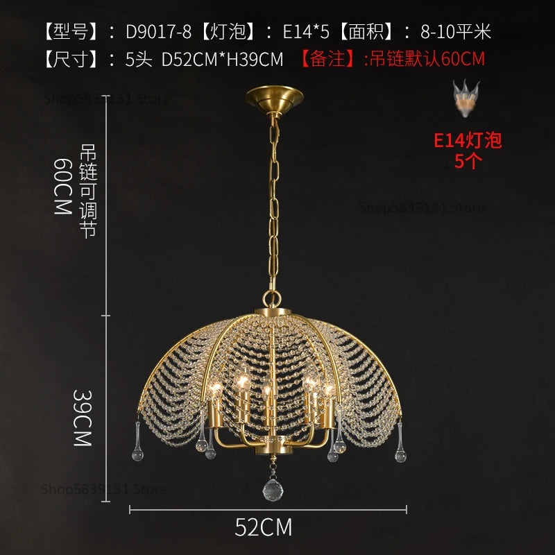 lustre en cristal et cuivre style nordique pour toute la maison - vue 9 sur 9