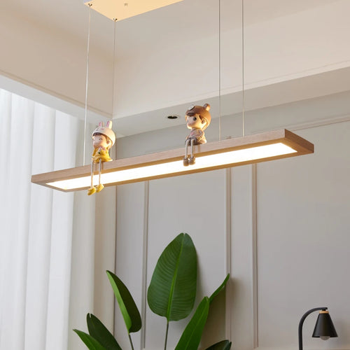 suspension led modernes créatives minimaliste en bois - vue 2 sur 10