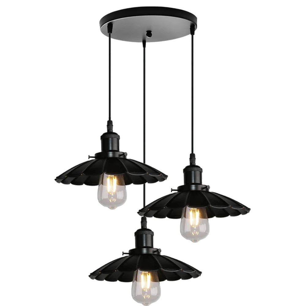 lustre vintage loft suspension lampe industrielle rétro salon - vue 12 sur 14