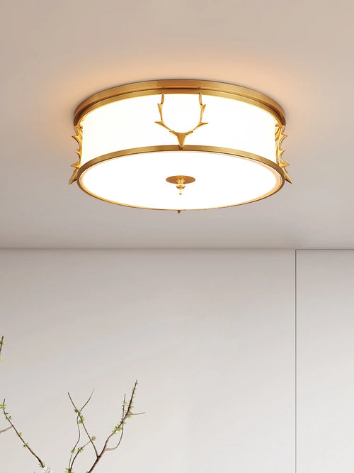 Living room, bedroom lamp, all copper, post-modern light luxury led ceiling lamp, American study, Nordic simple brass lamp