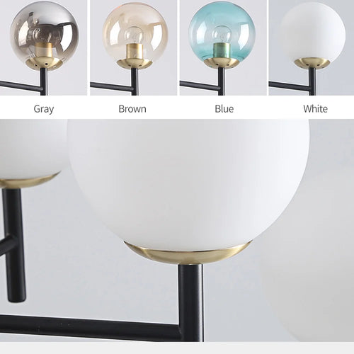 lustre industriel nordique 6 lumières ampoules à bulles de verre - vue 6 sur 14