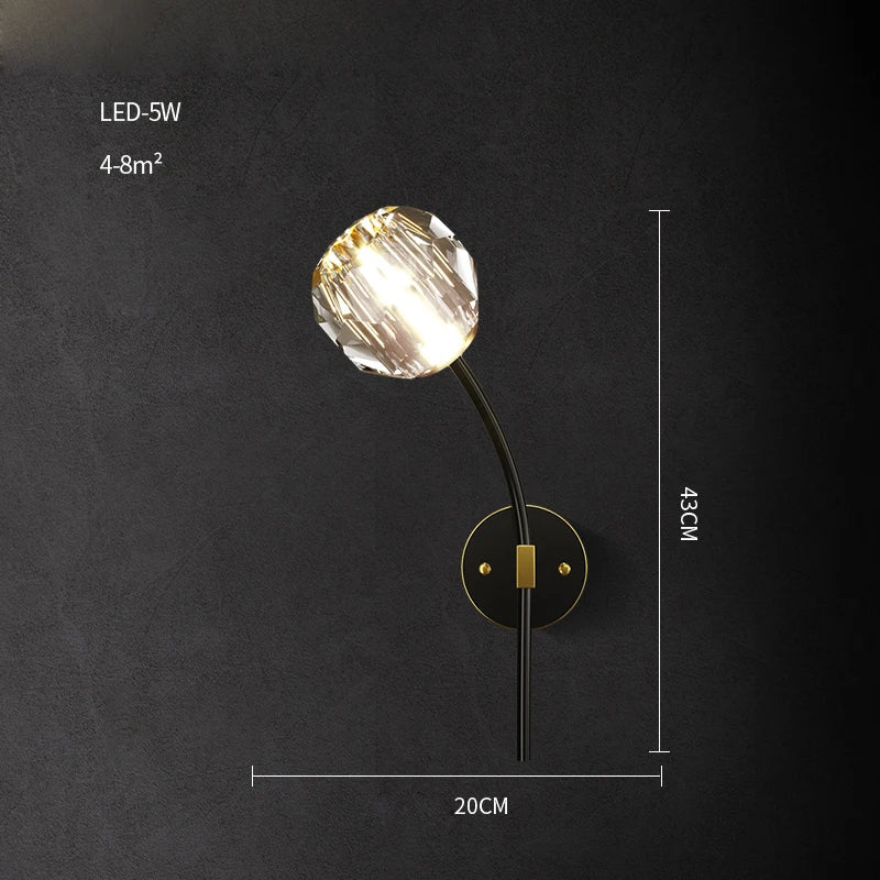 applique murale led postmoderne en cuivre et cristal - vue 21 sur 22