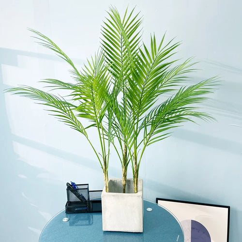 plantes tropicales palmier artificiel avec feuilles monstera décoration jardin - vue 3 sur 12