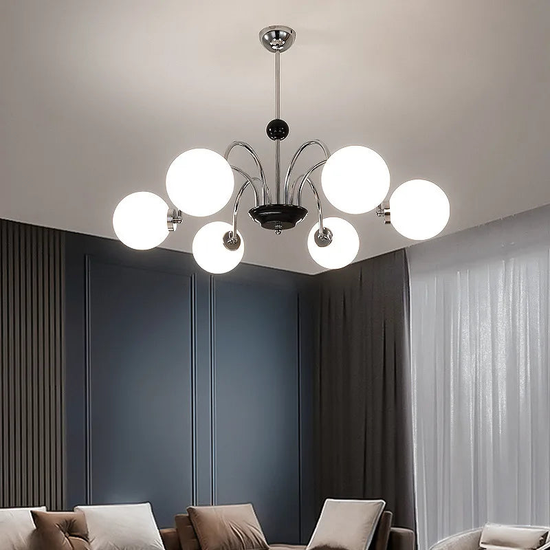 lustre verre blanc nordique américain led lumière suspendue or - vue 4 sur 13