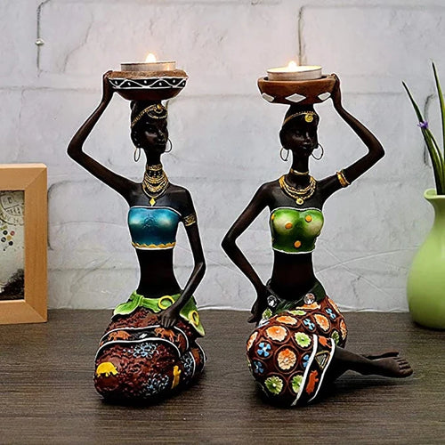 bougeoirs africains décoratifs pour table et bureau vintage