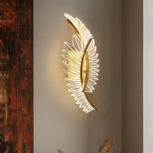 applique murale led nordique en laiton avec ailes d'ange - vue 2 sur 9