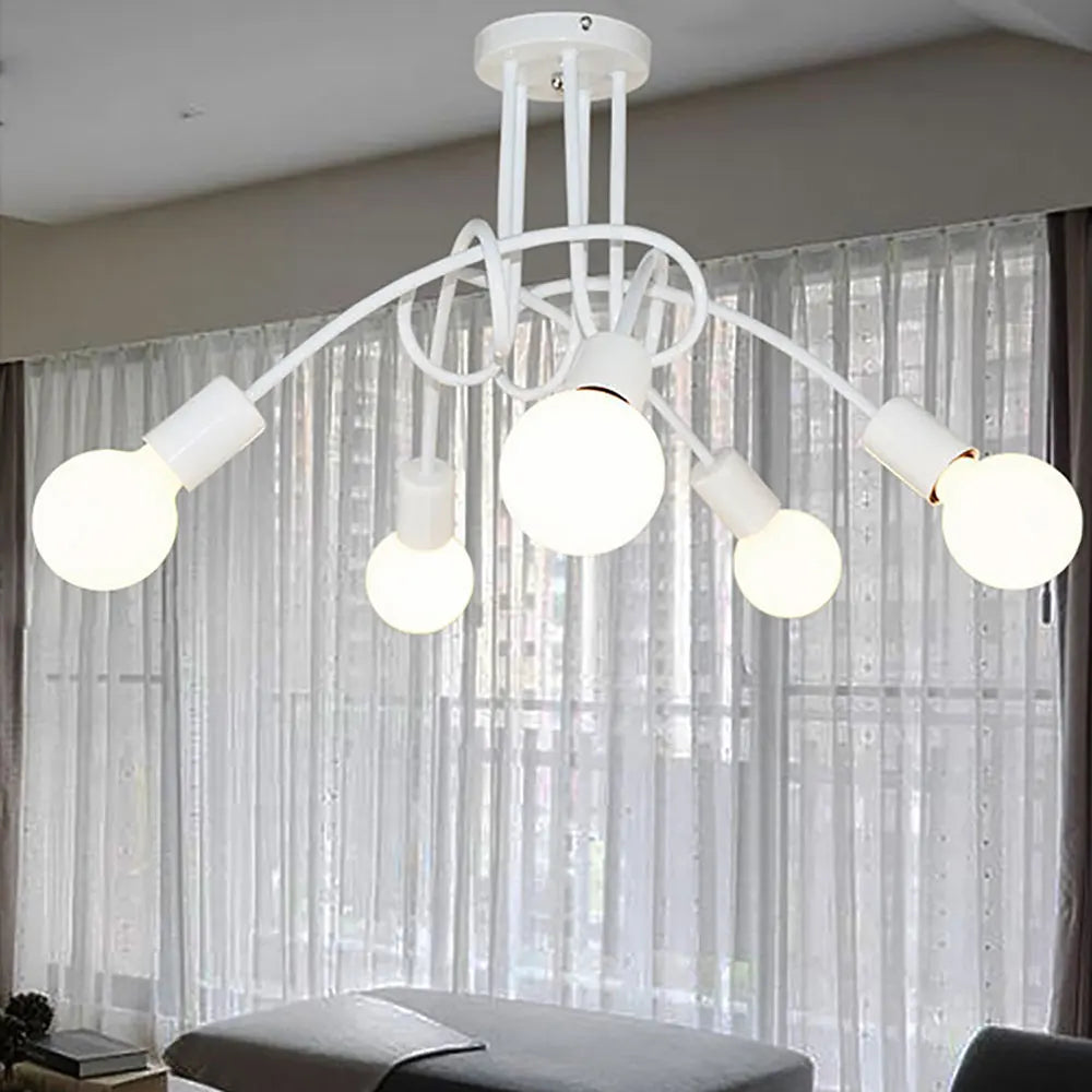 lustre vintage en fer avec 3/5 prises éclairage nordique moderne - vue 13 sur 16