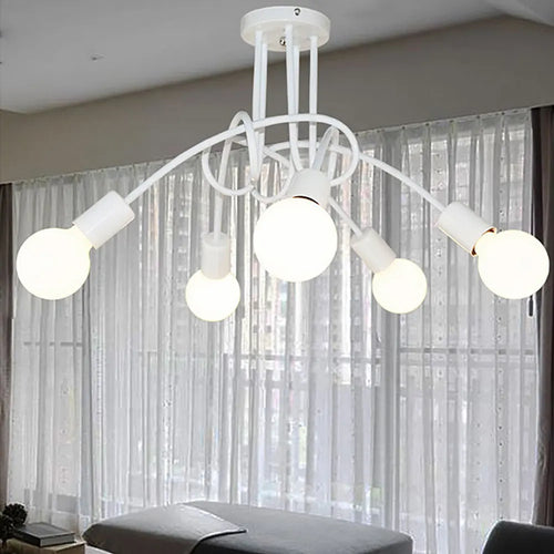 lustre vintage en fer avec 3/5 prises éclairage nordique moderne - vue 13 sur 16