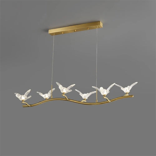 lustre moderne de luxe en cristal avec lampe d'oiseau led