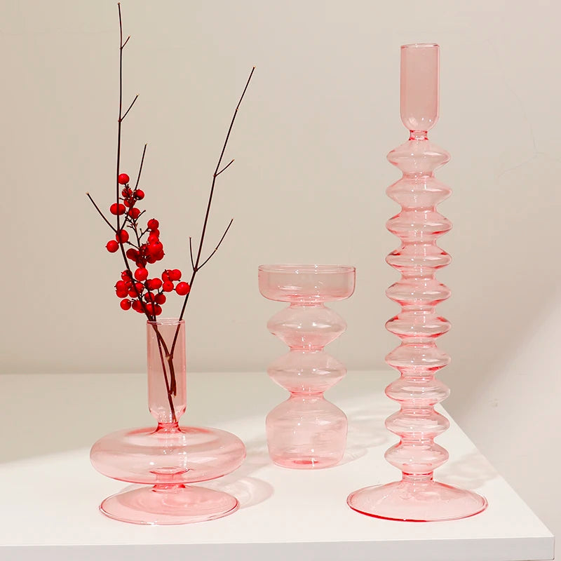 bougeoirs en verre rétro classiques pour décoration de mariage et intérieure - vue 3 sur 17