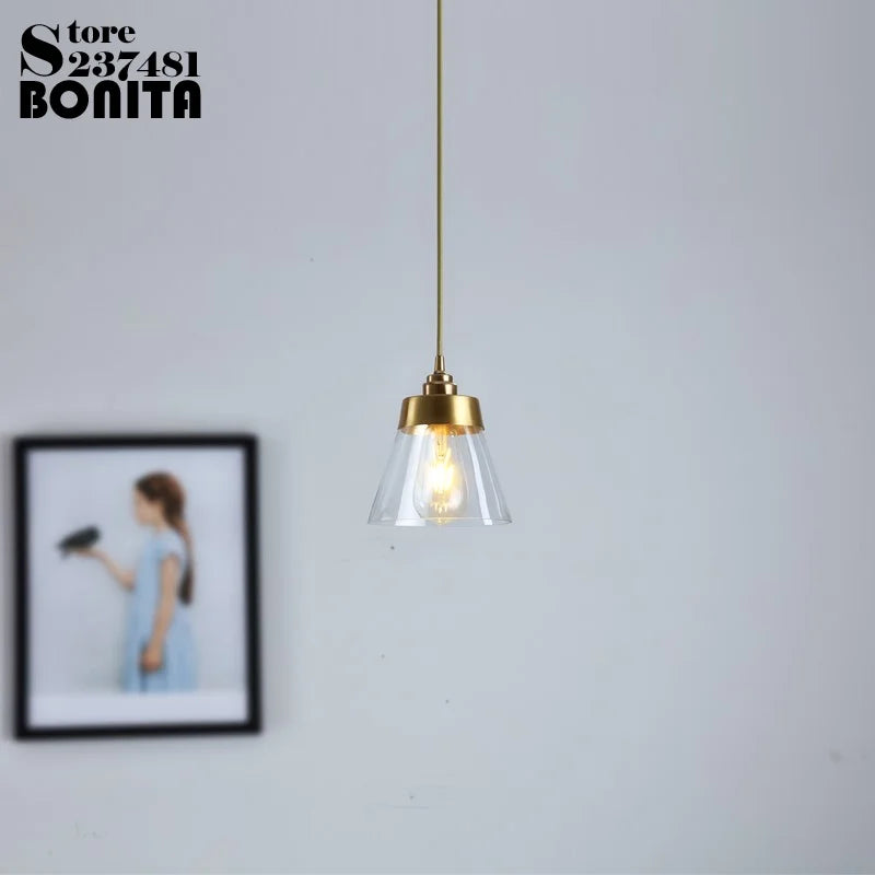 suspension rétro en laiton et verre design élégant et luxueux - vue 4 sur 9
